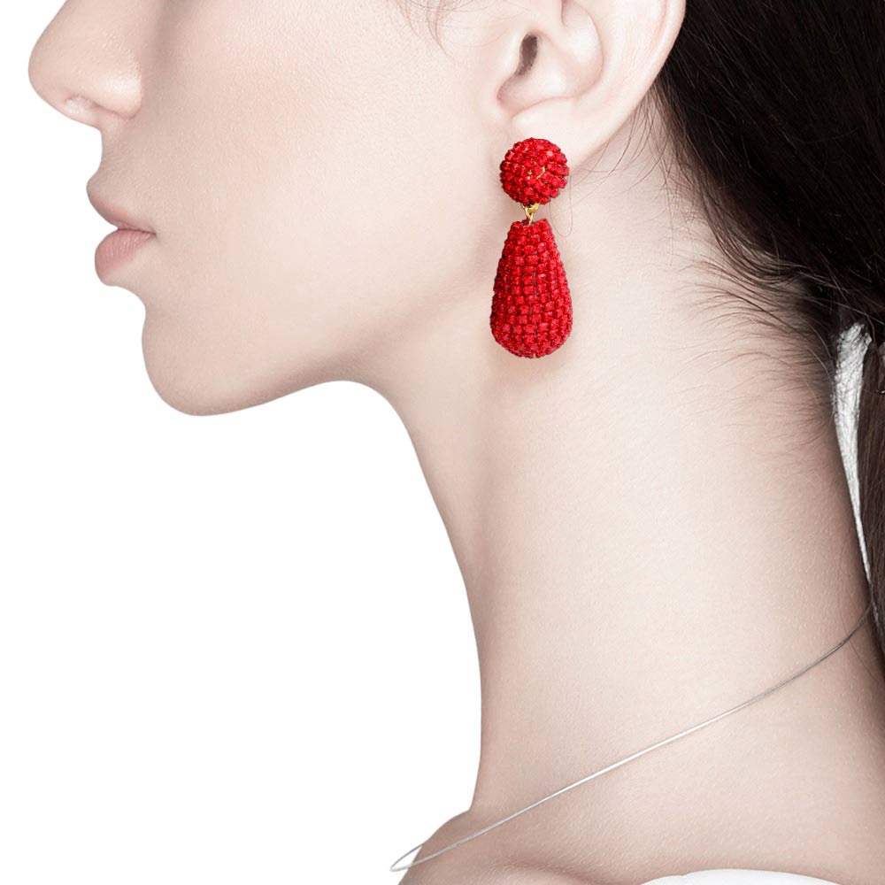 Rhinestone Teardrop Dangle Evening Earrings - Madeline Love - Flyclothing LLC