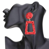 Stone Embellished Chunky Open Rectangle Evening Earrings - Madeline Love - Flyclothing LLC