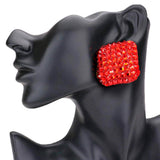Stone Embellished Rhombus Earrings - Madeline Love - Flyclothing LLC