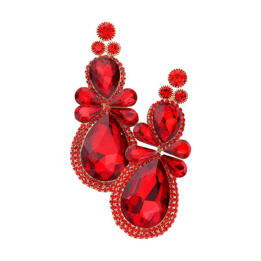 Teardrop Accented Dangle Evening Earrings - Madeline Love - Flyclothing LLC