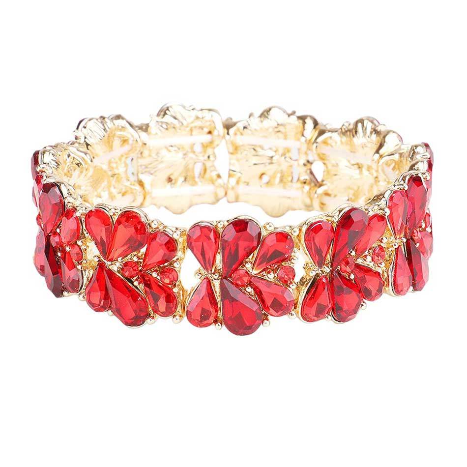 Teardrop Cluster Stretch Evening Bracelet - Madeline Love - Flyclothing LLC