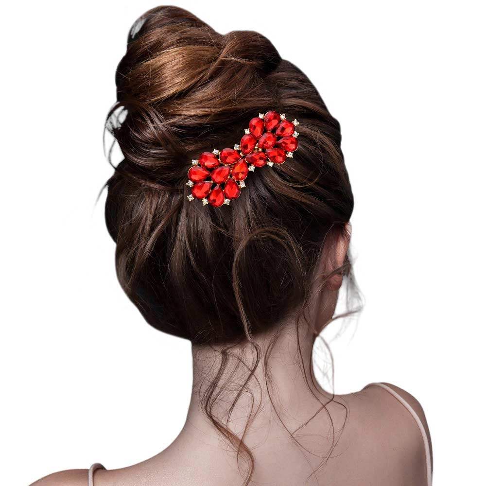 Teardrop Stone Cluster Bow Hair Comb - Madeline Love - Flyclothing LLC