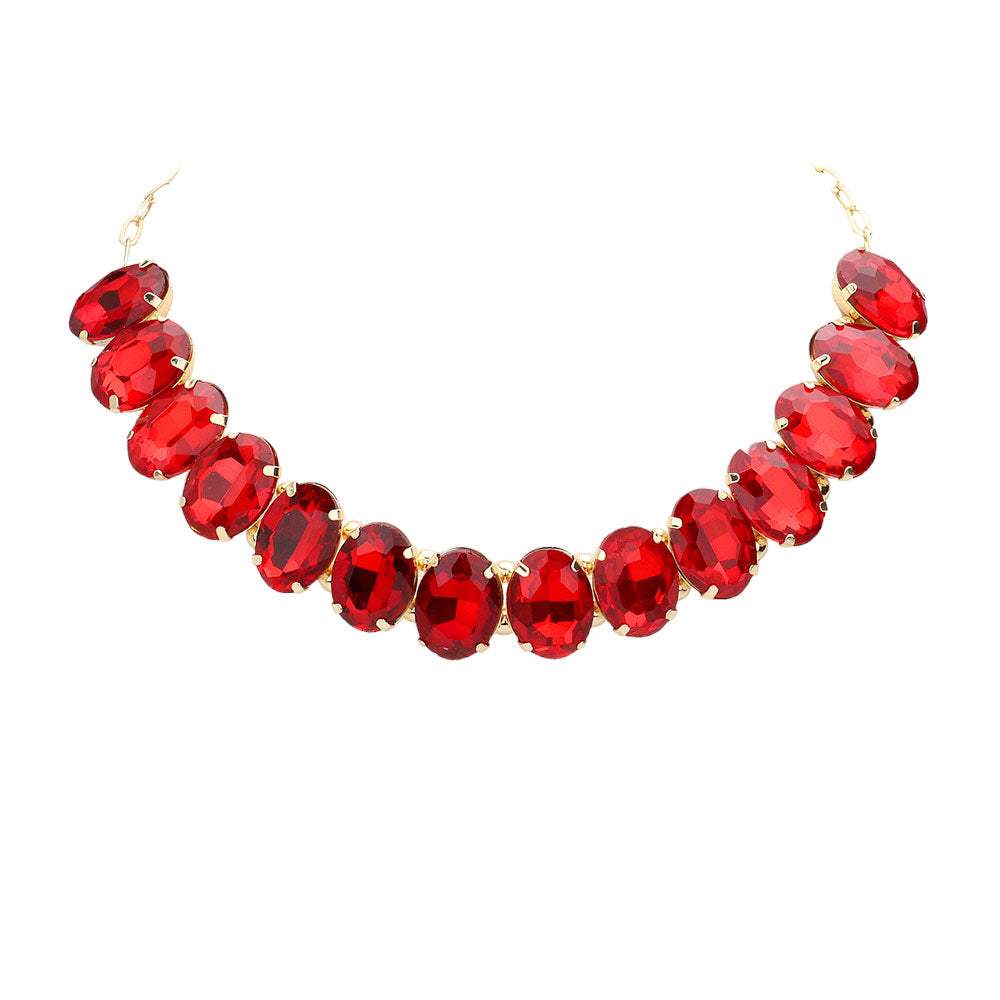 Oval Stone Evening Necklace - Madeline Love - Flyclothing LLC