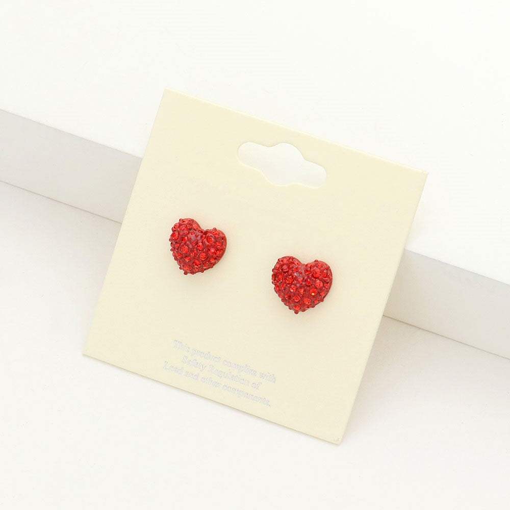 Crystal Pave Heart Stud Earrings - Madeline Love - Flyclothing LLC