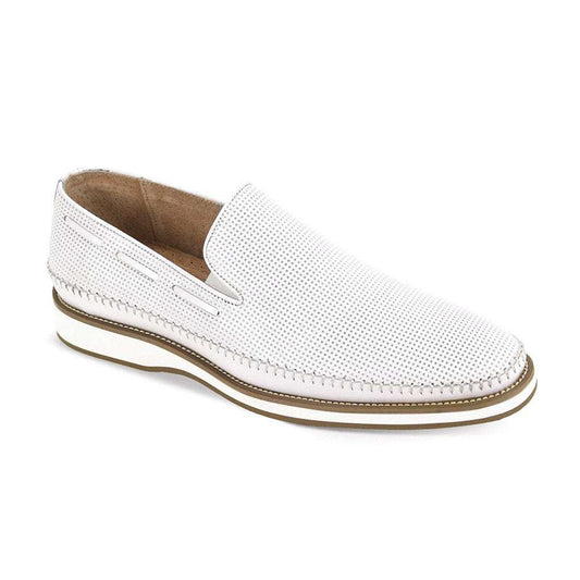 Giovanni Leather Sid White Moc toe slip-on casual Shoe - Giovanni - Flyclothing LLC