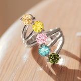 Lyra Cocktail Ring - Rhodium Brass, AAA CZ , Multi Color - 3W291 - Alamode - Flyclothing LLC