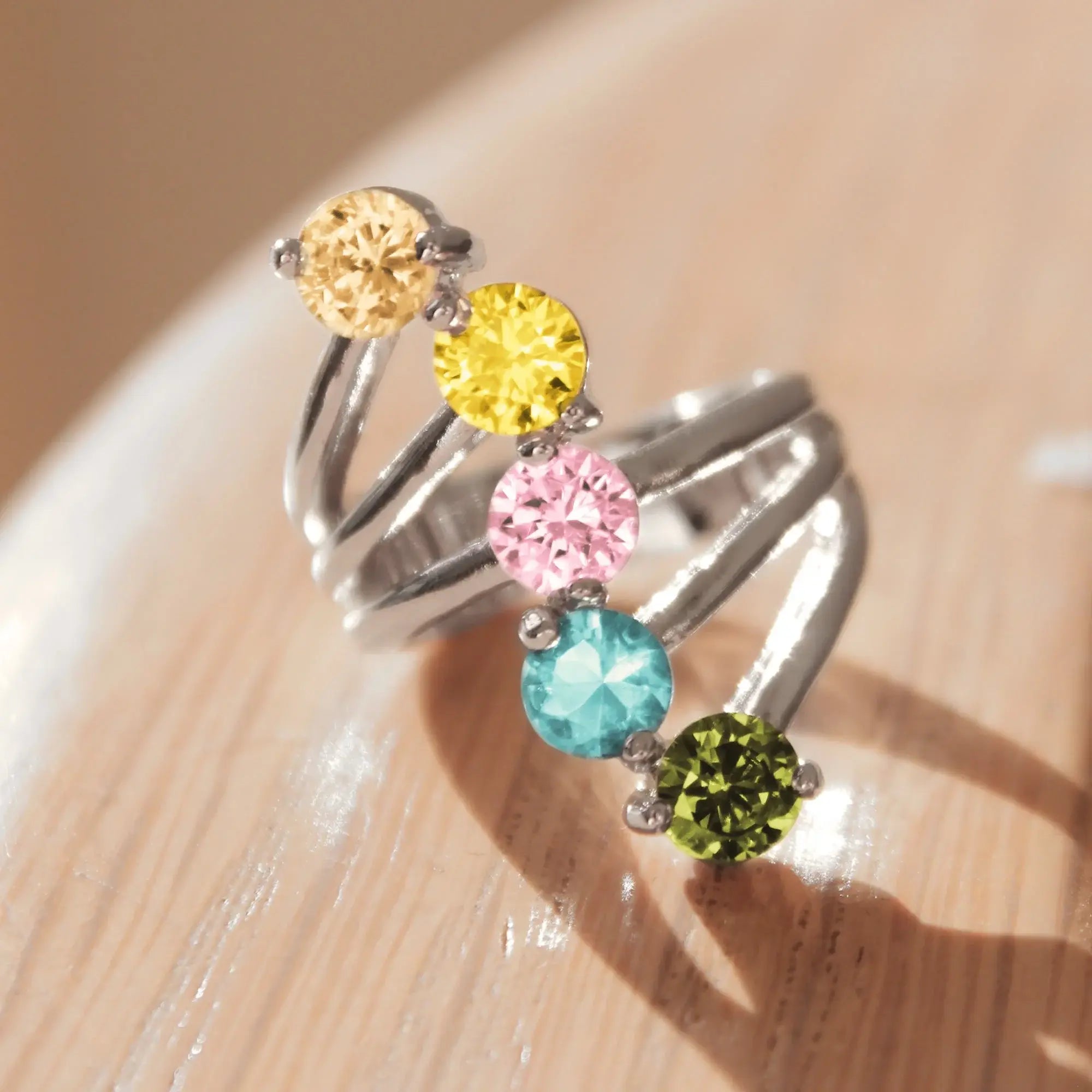 Lyra Cocktail Ring - Rhodium Brass, AAA CZ , Multi Color - 3W291 - Alamode - Flyclothing LLC