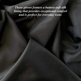 Sofia (black) - Italian lambskin leather gloves with silk lining
