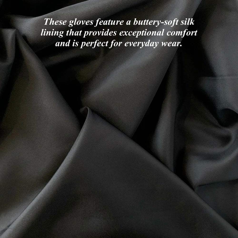 Sofia (black) - Italian lambskin leather gloves with silk lining