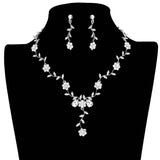 Flower Leaf Cluster Vine Rhinestone Necklace - Madeline Love - Flyclothing LLC