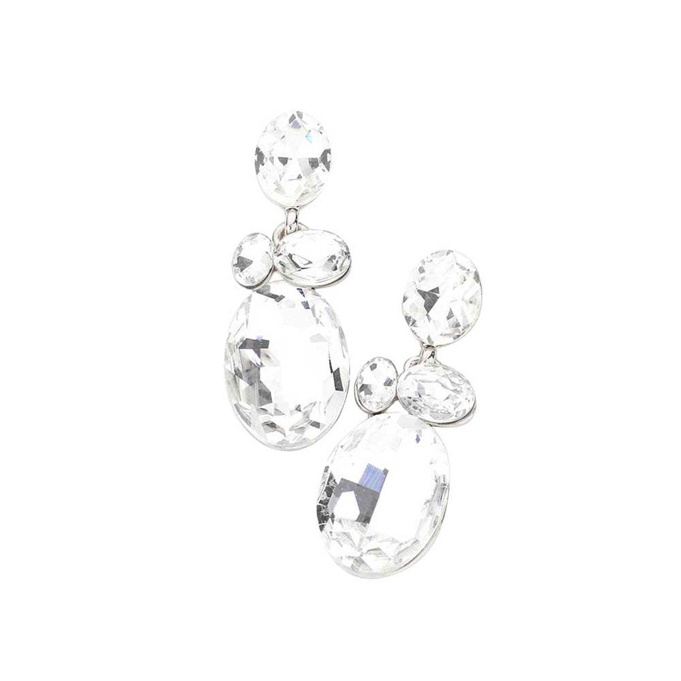 Oval Stone Link Dangle Evening Earrings - Madeline Love - Flyclothing LLC