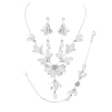 Stone Accented Metal Mesh Petal Jewelry Set - Madeline Love - Flyclothing LLC