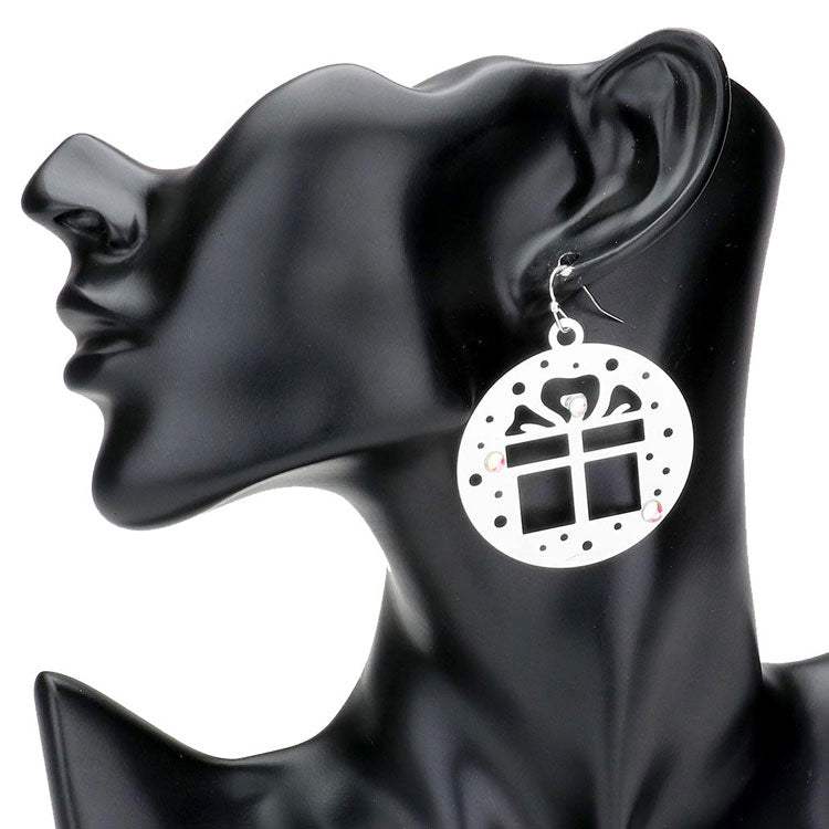 Stone Embellished Christmas Gift Brass Dangle Earrings - Madeline Love - Flyclothing LLC