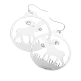 Stone Embellished Rudolph Accented Brass Dangle Earrings - Madeline Love - Flyclothing LLC