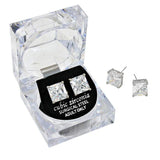 10mm Square Crystal Cubic Zirconia Stud Earrings in Clear Gift Box - Ready to Gift - Madeline Love - Flyclothing LLC