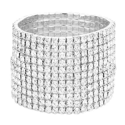 11-Row Crystal Rhinestone Stretchable Bracelet - Madeline Love - Flyclothing LLC
