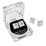 11mm Square Crystal Cubic Zirconia Stud Earrings in Clear Gift Box - Ready to Gift - Madeline Love - Flyclothing LLC