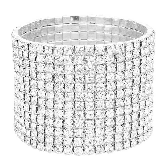 12-Row Crystal Rhinestone Stretchable Bracelet - Madeline Love - Flyclothing LLC