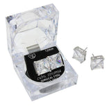 12mm Square Crystal Cubic Zirconia Stud Earrings in Clear Gift Box - Ready to Gift - Madeline Love - Flyclothing LLC