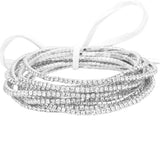 12PCS Ribbon Colorful Rhinestone Layered Stretch Bracelets - Madeline Love - Flyclothing LLC