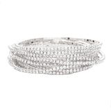 12Pcs Stackable Rhinestone Stretch Evening Bracelets - Madeline Love - Flyclothing LLC