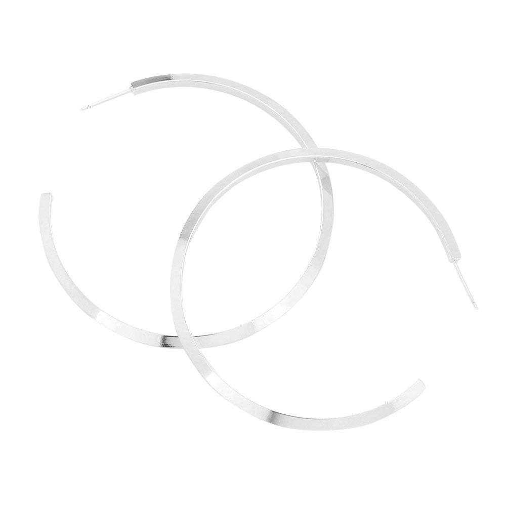 Brass Metal Hoop Earrings (2.3Inch) - Madeline Love - Flyclothing LLC