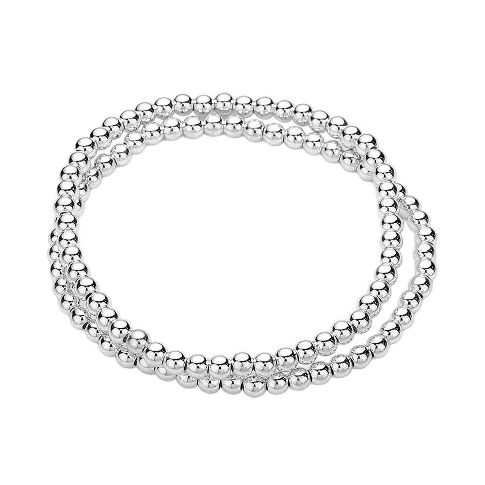 2PCS - Stainless Steel Ball Stretch Multi Layered Bracelets - Madeline Love - Flyclothing LLC