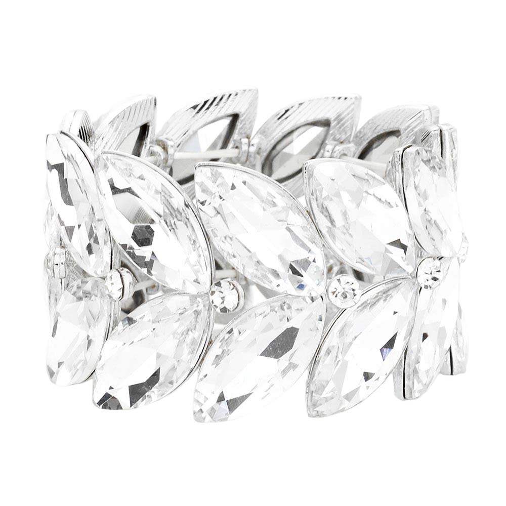 Marquise Stone Cluster Stretch Evening Bracelet - Madeline Love - Flyclothing LLC
