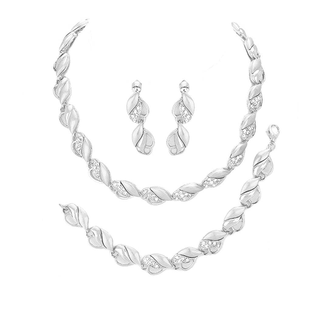 3PCS Crystal Rhinestone Marquise Necklace Set - Madeline Love - Flyclothing LLC