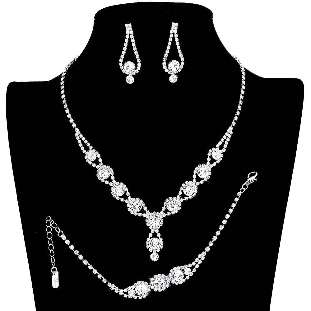 3PCS Rhinestone Bubble Necklace Jewelry Set - Madeline Love - Flyclothing LLC