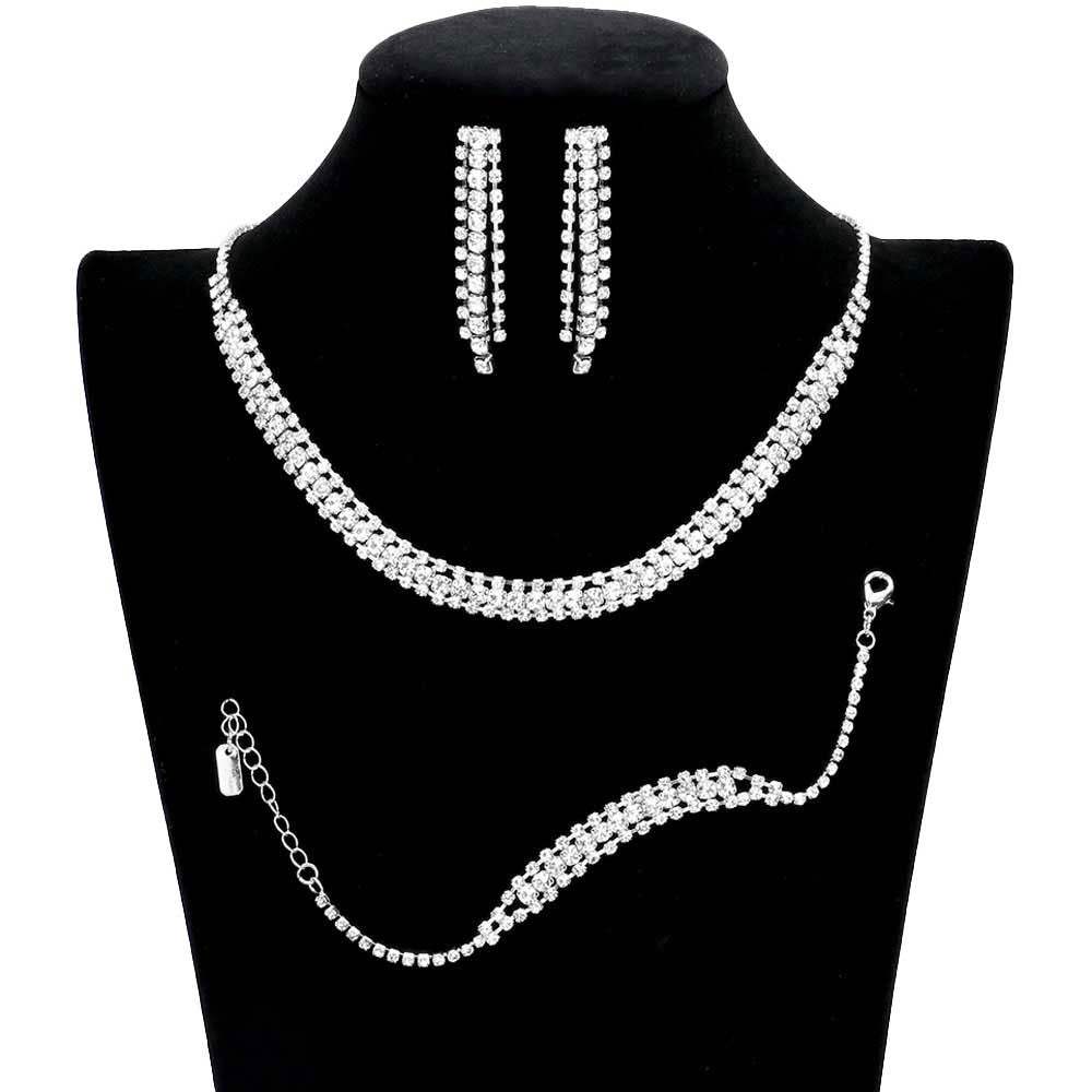 3PCS Rhinestone Necklace Jewelry Set - Madeline Love - Flyclothing LLC