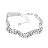 3Rows Rhinestone Wavy Evening Bracelet - Madeline Love - Flyclothing LLC