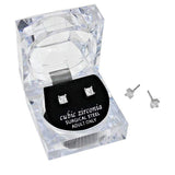 4mm Square Crystal Cubic Zirconia Stud Earrings in Clear Gift Box - Ready to Gift - Madeline Love - Flyclothing LLC