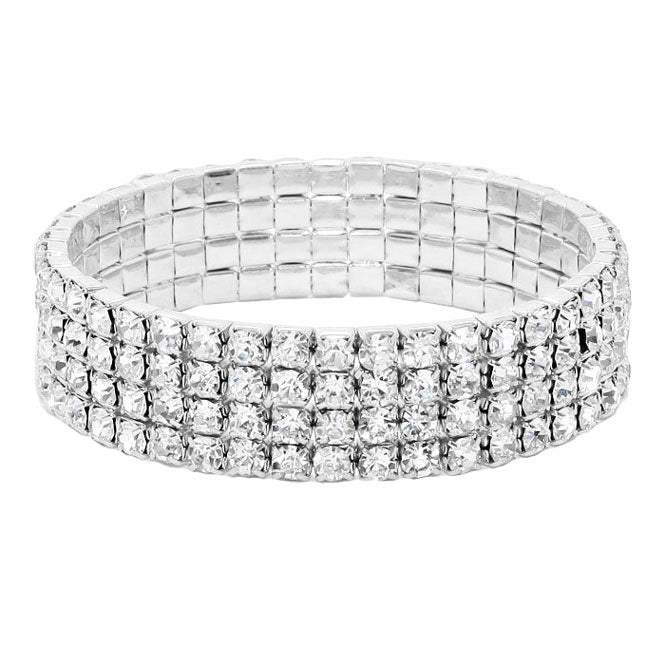 4Rows Rhinestone Stretch Evening Bracelet - Madeline Love - Flyclothing LLC