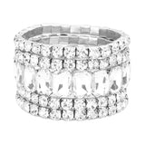 5Pcs Rectangle Round Stone Stretch Multi Layered Bracelets - Madeline Love - Flyclothing LLC