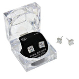 7mm Square Crystal Cubic Zirconia Stud Earrings in Clear Gift Box - Ready to Gift - Madeline Love - Flyclothing LLC