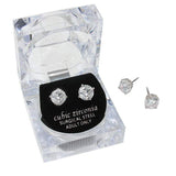 8mm Round Crystal Cubic Zirconia Stud Earrings in Clear Gift Box - Ready to Gift - Madeline Love - Flyclothing LLC