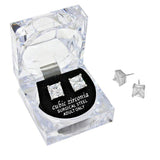 8mm Square Crystal Cubic Zirconia Stud Earrings in Clear Gift Box - Ready to Gift - Madeline Love - Flyclothing LLC