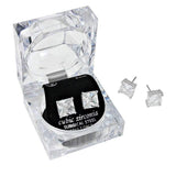 9mm Square Crystal Cubic Zirconia Stud Earrings in Clear Gift Box - Ready to Gift - Madeline Love - Flyclothing LLC