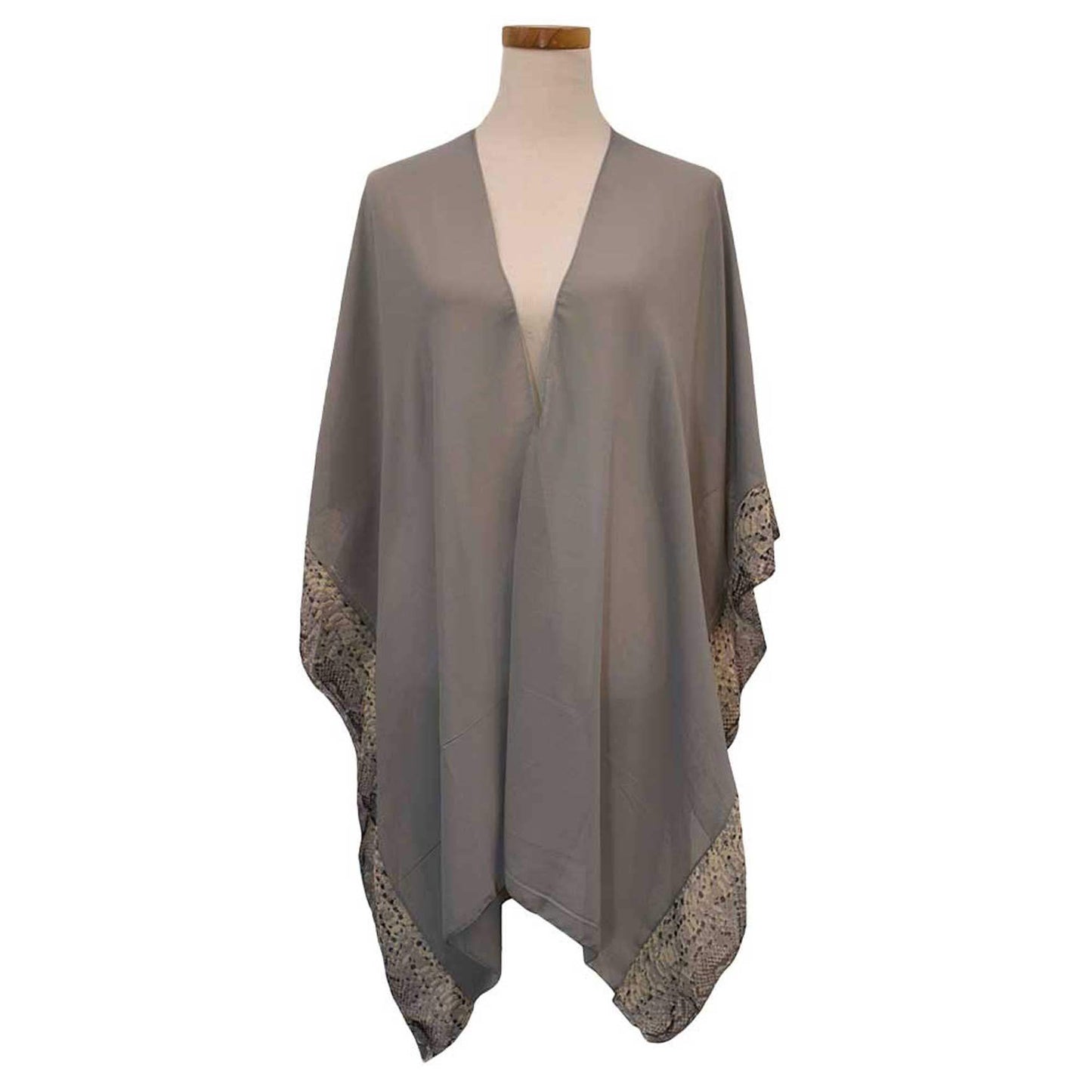 Animal Border Chiffon Kimono Poncho - Madeline Love - Flyclothing LLC