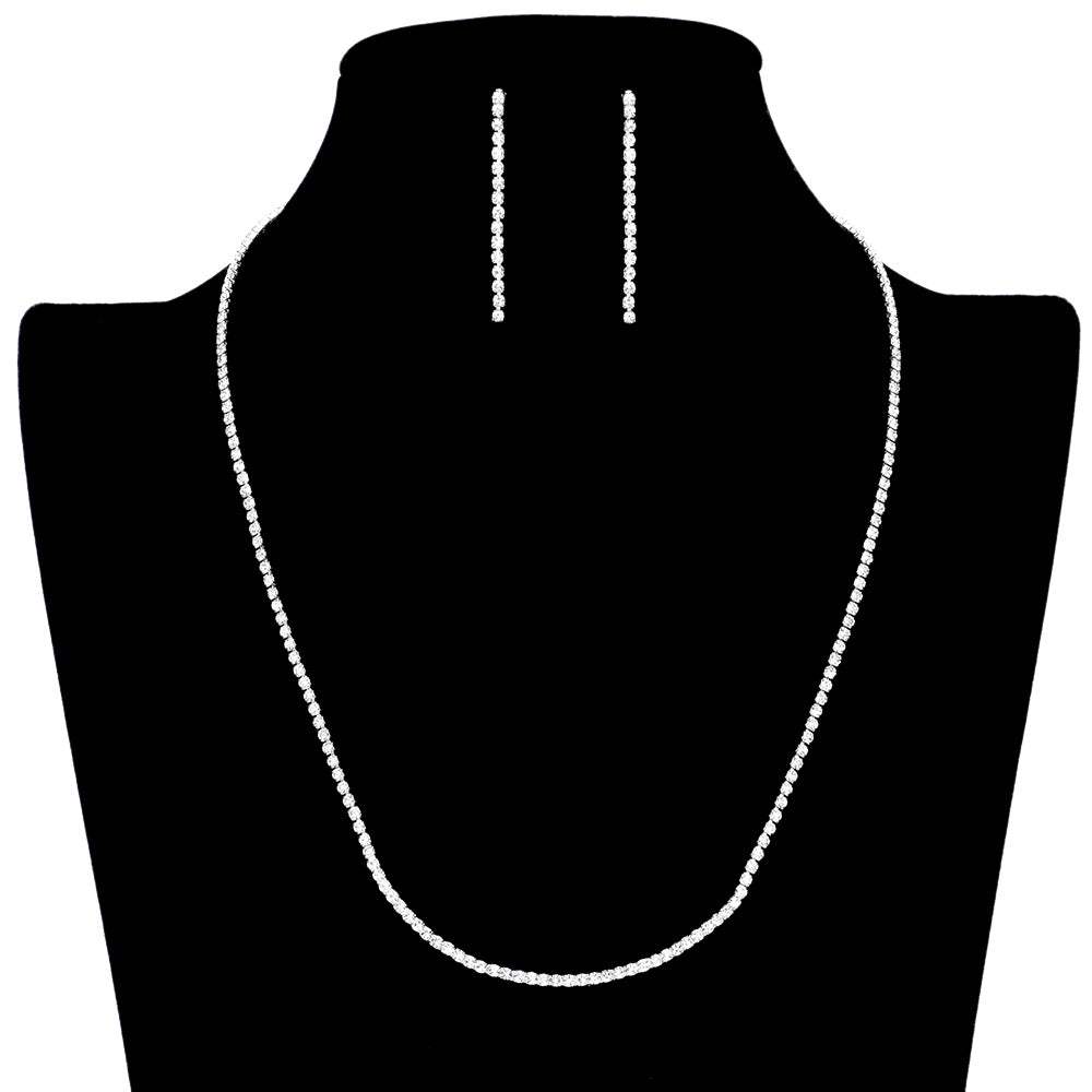 Dainty Rhinestone Necklace Earring Set - Madeline Love - Flyclothing LLC