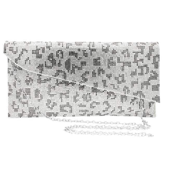 Bling Leopard Patterned Evening Clutch Crossbody Bag - Madeline Love - Flyclothing LLC