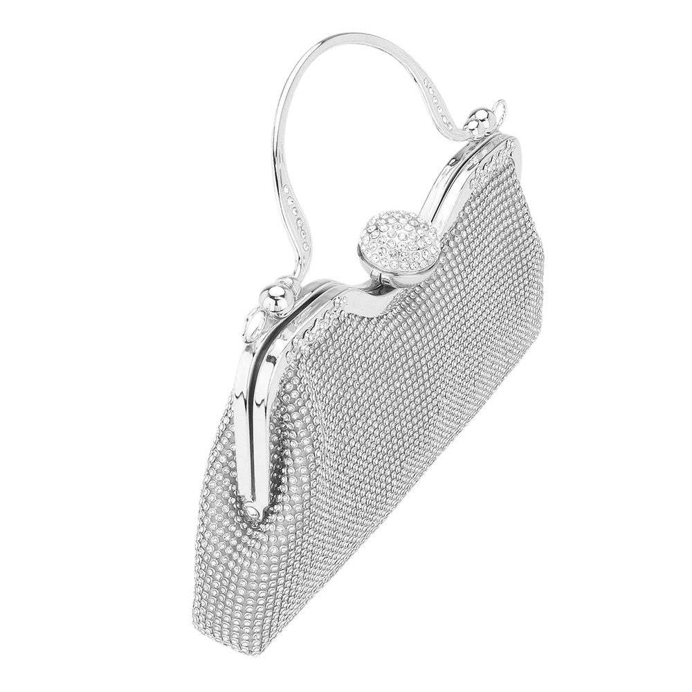 Bling Rhinestone Mesh Top Handle Evening Bag Crossbody Bag - Madeline Love - Flyclothing LLC