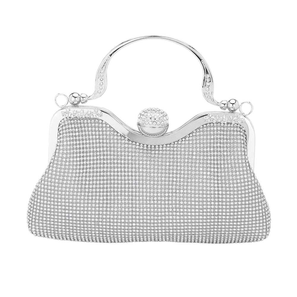Bling Rhinestone Mesh Top Handle Evening Bag Crossbody Bag - Madeline Love - Flyclothing LLC