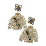 Bride Felt Back Beaded Suit Dangle Earrings - Madeline Love - Flyclothing LLC