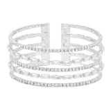 CZ Baguette Stone Accented Split Cuff Evening Bracelet - Madeline Love - Flyclothing LLC