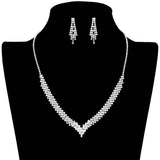 CZ Baguette Stone Pointed V Shaped Jewelry Set - Madeline Love - Flyclothing LLC