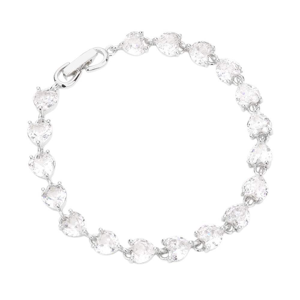 CZ Heart Link Evening Bracelet - Madeline Love - Flyclothing LLC
