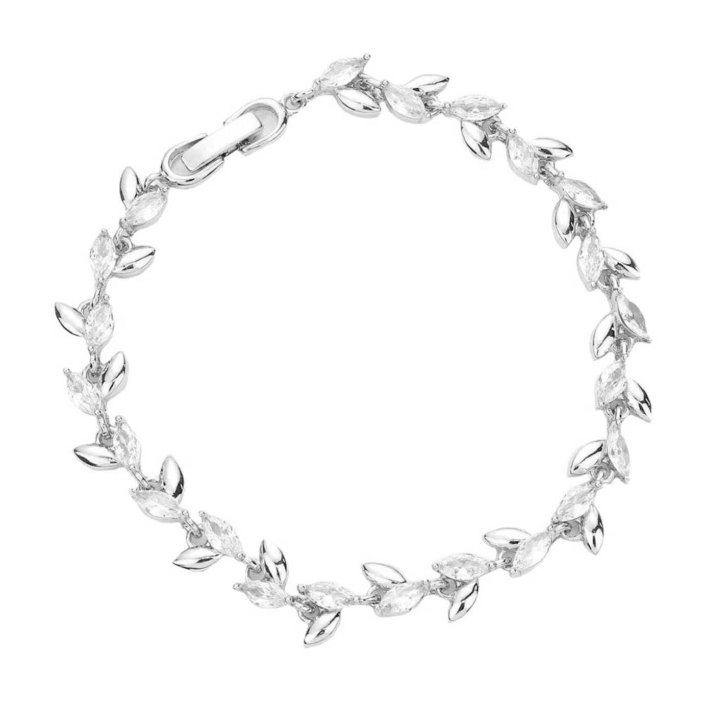 CZ Metal Marquise Link Evening Bracelet - Madeline Love - Flyclothing LLC
