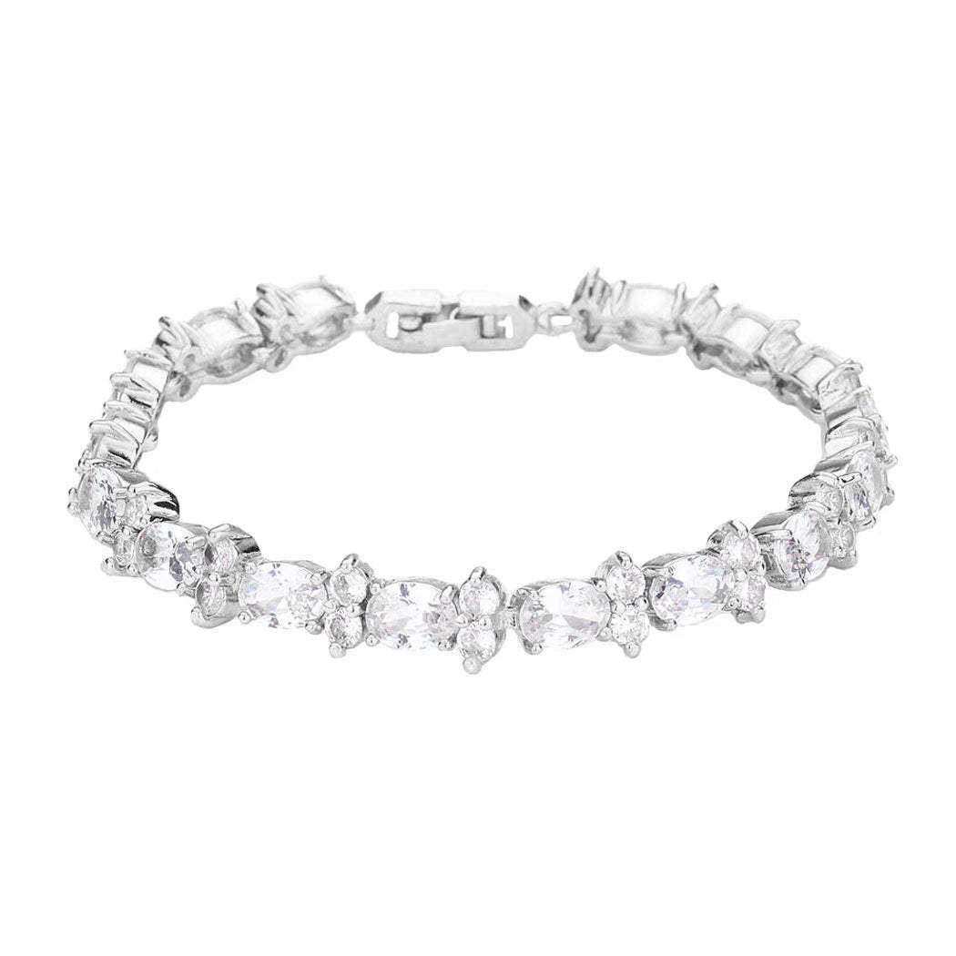 CZ Round Oval Cluster Evening Bracelet - Madeline Love - Flyclothing LLC